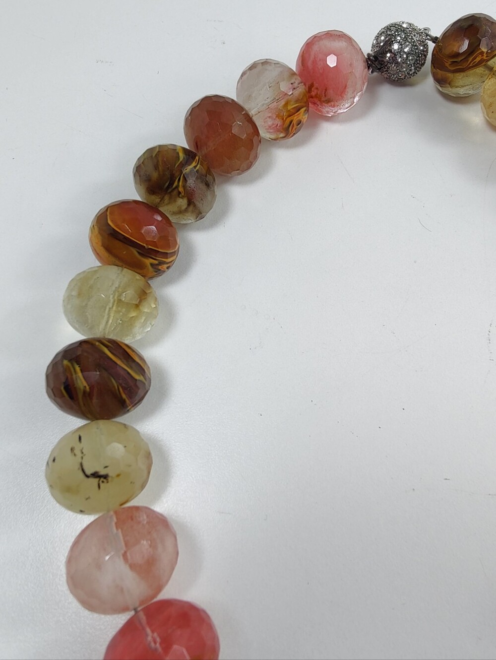 Tiger Cherry Quartz Faceted Statement Necklace Magnetic Rhinestone Clasp Pink - Picture 17 of 17